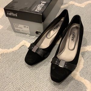 Raffini mini heals black suede size 37.5 (7 US)